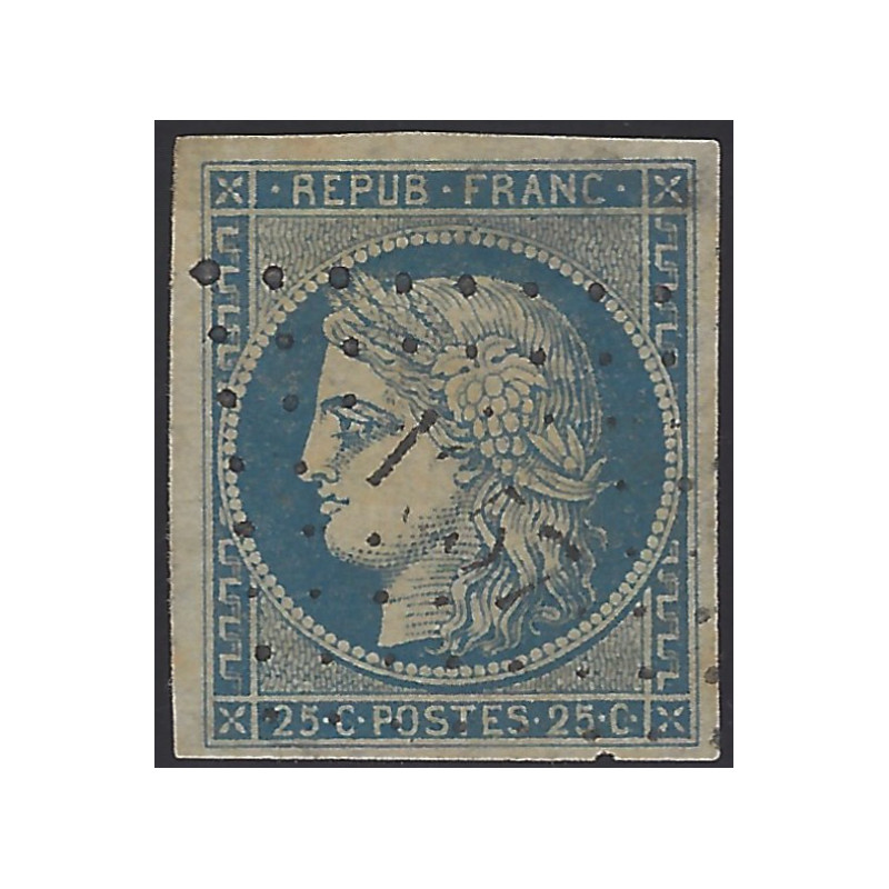 Cérès non dentelé timbre de France N°4b oblitéré .