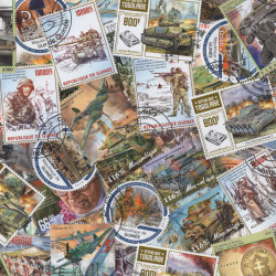 Seconde guerre mondiale 50 timbres thématiques tous différents.