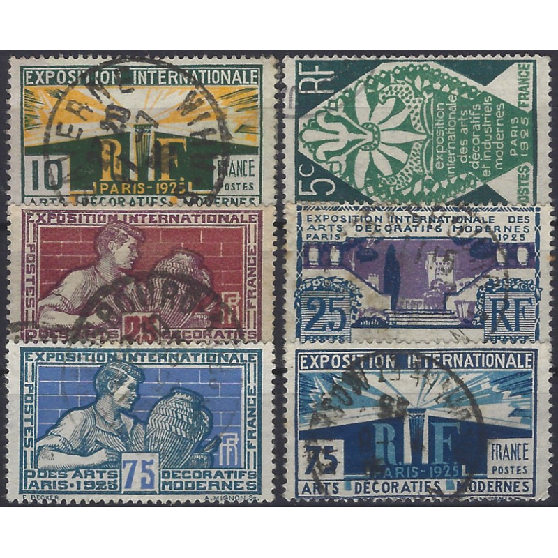 Exposition des Arts décoratifs timbres de France N°210-215 série oblitéré.