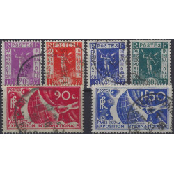 Exposition internationale de Paris timbres de France N°322-327 série oblitéré.