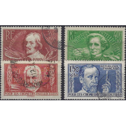 Chômeurs intellectuels timbres de France N°330-333 série oblitéré.