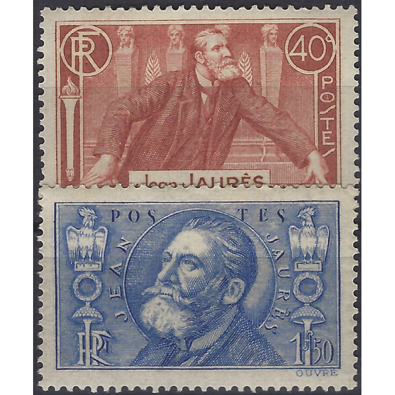 Jean Jaurès timbres de France N°318-319 série neuf*.