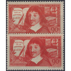 Discours de René Descartes timbres de France N°341-342 série neuf*.