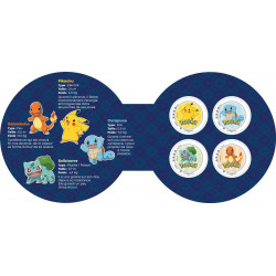 Collector Pokémon – 4 timbres autocollants – Pikachu, Carapuce, Bulbizarre et Salamèche.