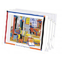Diorama naissance de l'imprimerie avec bloc de 4 timbres exclusifs.