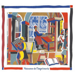 Diorama naissance de l'imprimerie avec bloc de 4 timbres exclusifs.