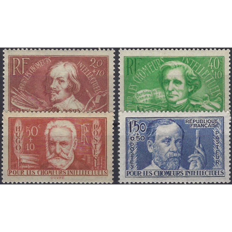 Chômeurs intellectuels timbres de France N°330-333 série neuf**.