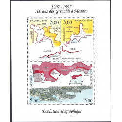 Monaco bloc-feuillet de timbres N°76 Évolution géographique neuf**.
