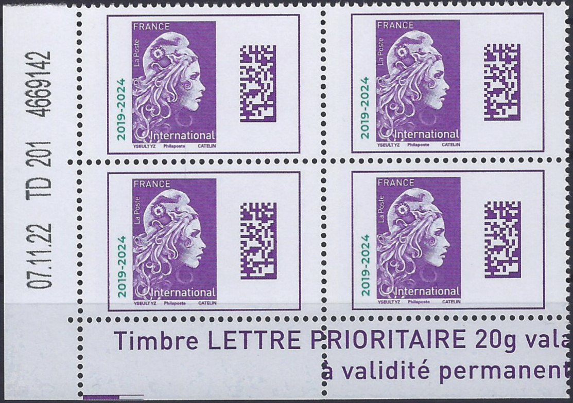 Neufs - FRANCE 2024 - Bloc de 6 bas de feuille coin daté - MARIANNE DE