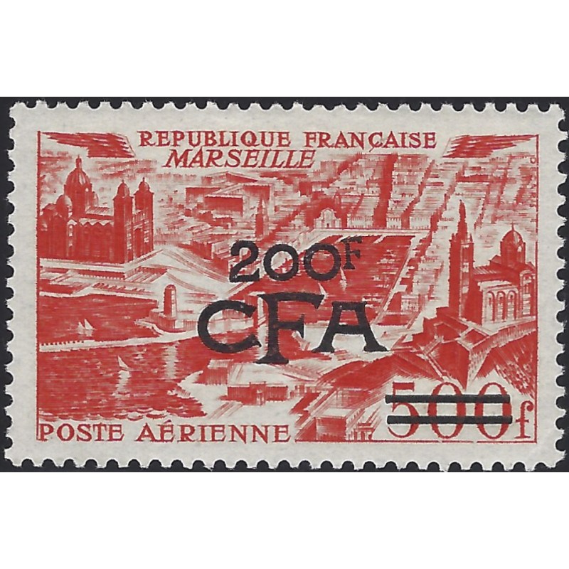 La Réunion surcharge CFA Marseille timbre poste aérienne N°50 neuf*.