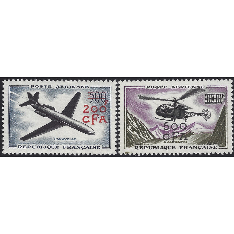 La Réunion surcharge CFA timbres poste aérienne N°56-57 série neuf**.