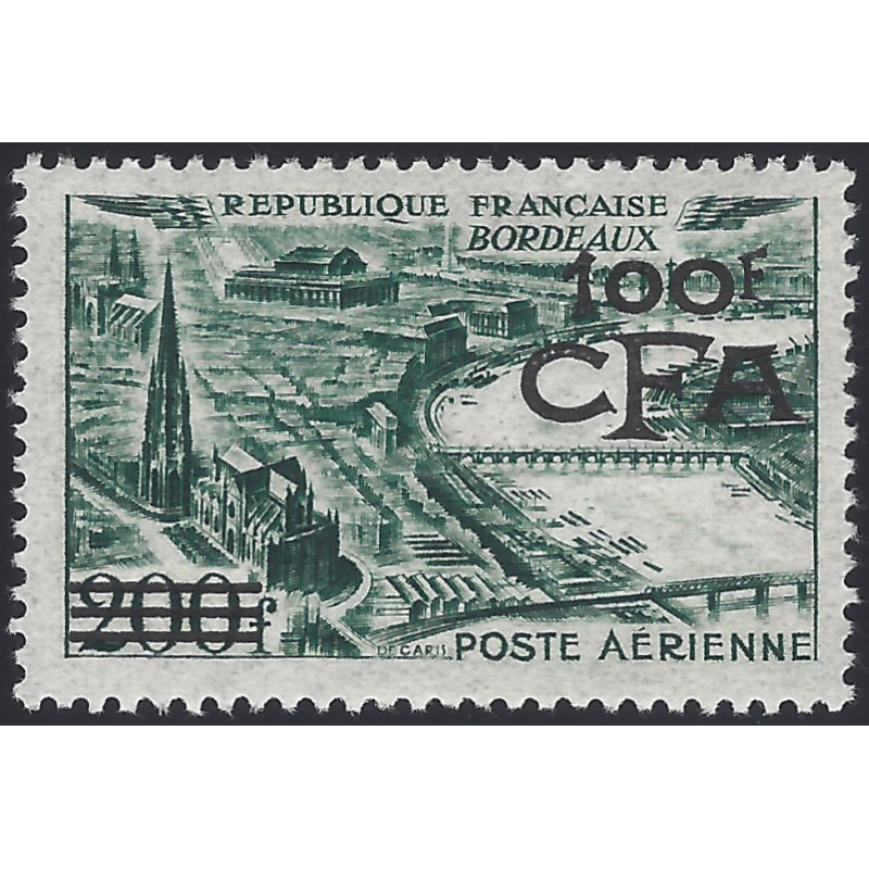 La Réunion surcharge CFA Bordeaux timbre poste aérienne N°49 neuf**.