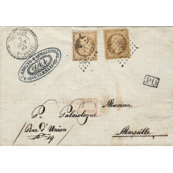 GC 5093 Metelin sur pli paquebot de la méditerrané pour Marseille 1863, RR.