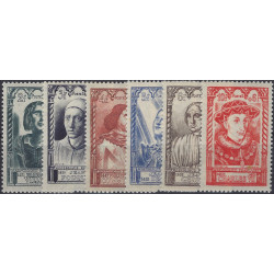 Célébrités 1946, timbres de France N°765-770 série neuf**.
