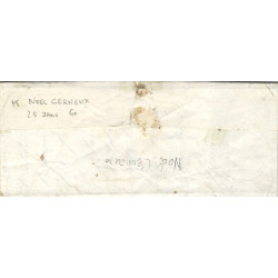 Timbre-taxe N°2A oblitéré sur pli pour Mussey 1860.