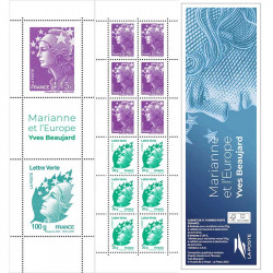 Carnet mixte de 14 timbres Marianne et l'Europe N°1535.