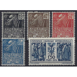 Exposition coloniale de Paris timbres de France N°270-274 série neuf*.