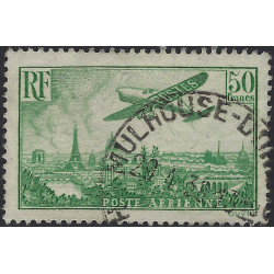 Timbre poste aérienne N°14 Paris oblitéré.