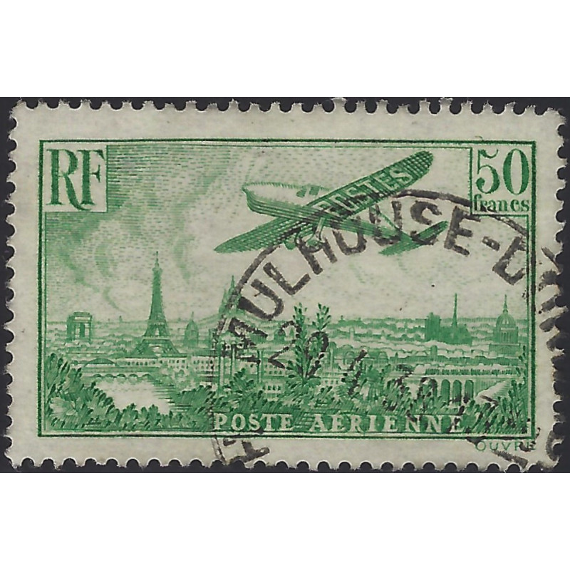 Timbre poste aérienne N°14 Paris oblitéré.