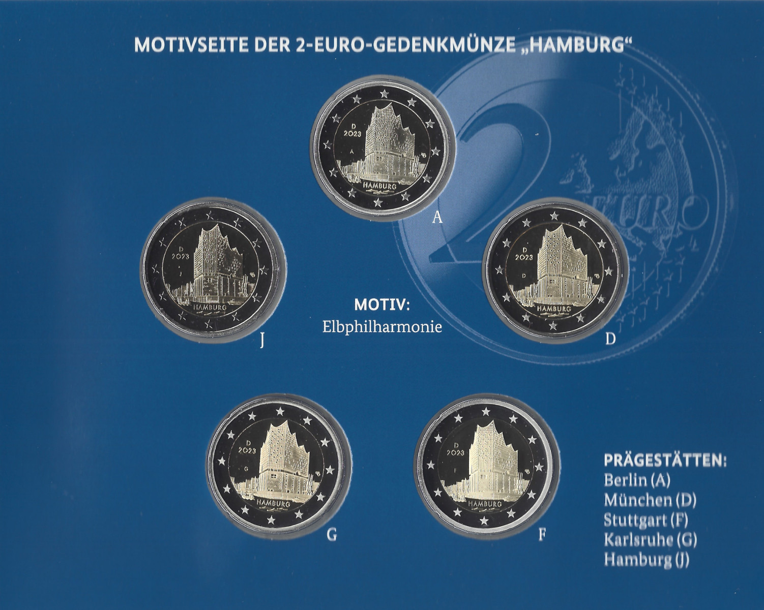 2 euros Allemagne 2023 coffret BE - Hambourg, les 5 ateliers. -  Philantologie