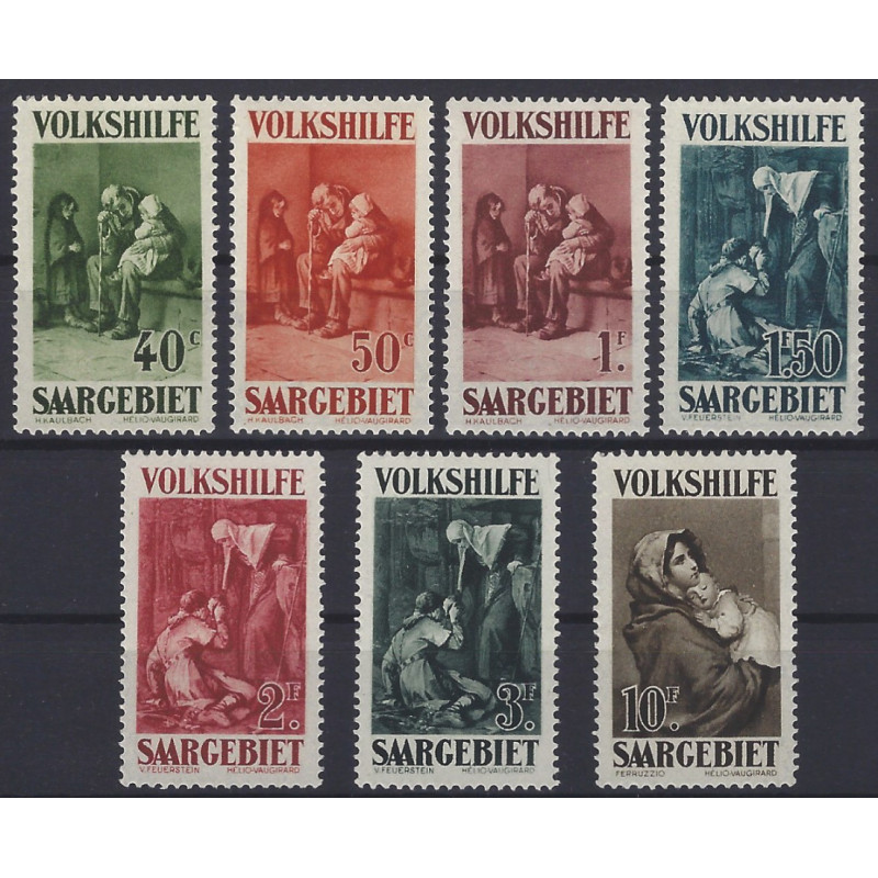 Sarre œuvres populaires timbres N°132-138 série neuf**.