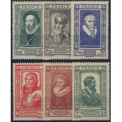 Célébrités 1943, timbres de France N°587-592 série neuf**.