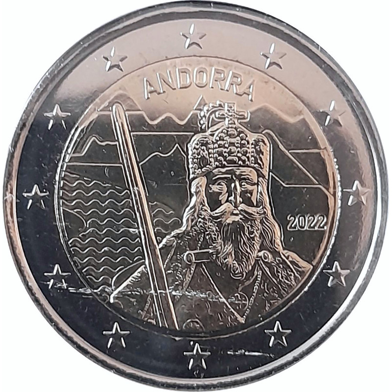 2 euros commémorative Andorre UNC 2022 - Légende de Charlemagne.