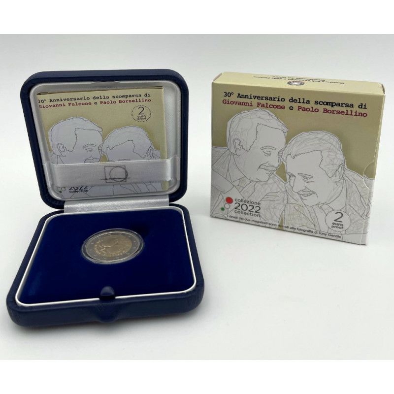 2 euros commémorative Italie coffret BE 2022 - Juges Falcone et Borsellino.