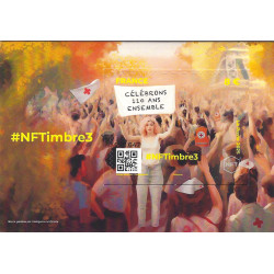 Feuillet crypto-timbre N°5 NFTimbre3 Croix-Rouge autoadhésif.