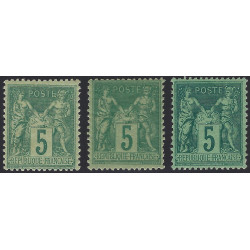 Sage timbre de France N°75 lot de 3 exemplaires neufs* avec nuances.