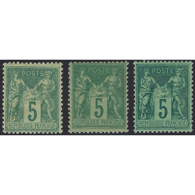 Sage timbre de France N°75 lot de 3 exemplaires neufs* avec nuances.