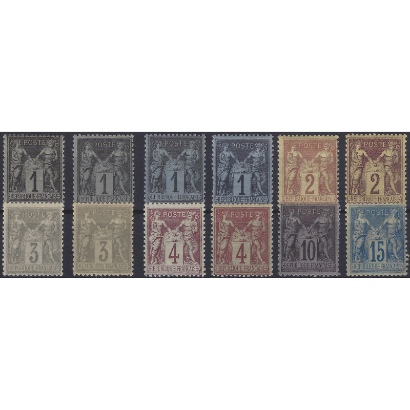 Type Sage lot de 12 timbres neufs** / * avec nuances.