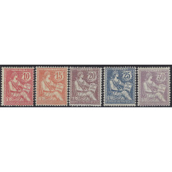 Mouchon retouché timbres de France N°124-128 série neuf*.