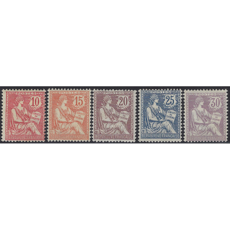 Mouchon retouché timbres de France N°124-128 série neuf*.