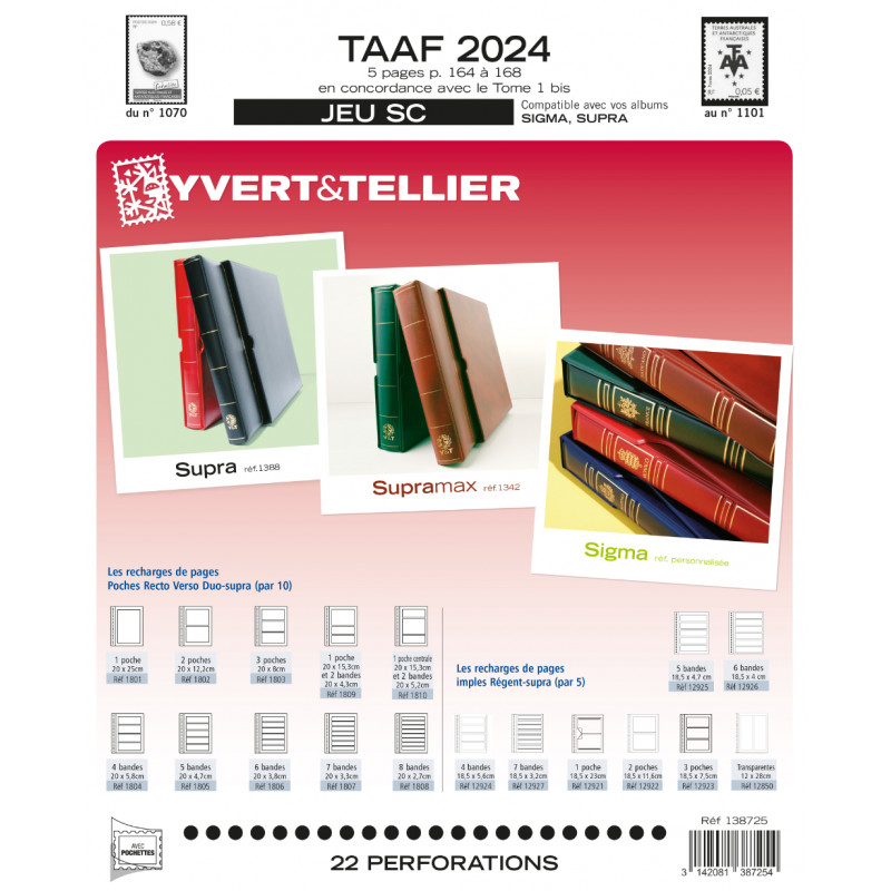 Jeux SC Yvert timbres des T.A.A.F. 2024.