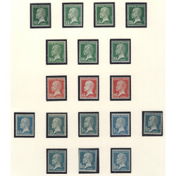 Type Pasteur timbres de France N°170-181 série avec nuances neufs** / *.