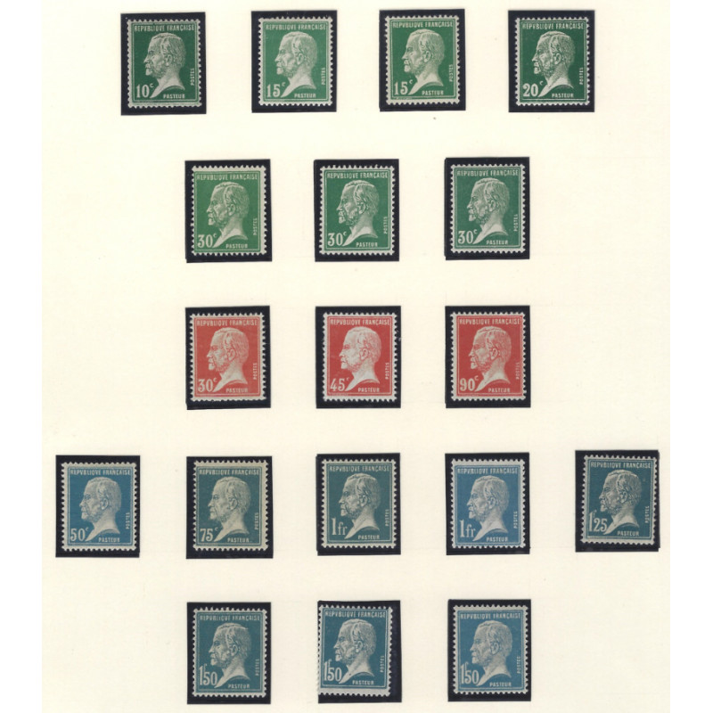 Type Pasteur timbres de France N°170-181 série avec nuances neufs** / *.