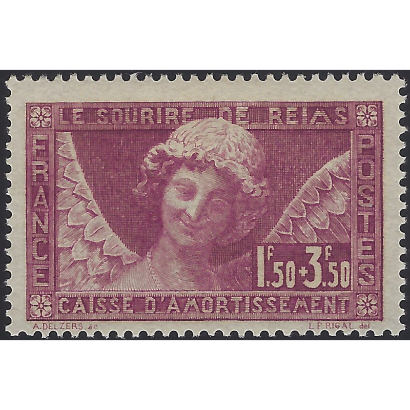 Sourire de Reims timbre de France N°256 neuf*.