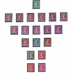 Type Semeuse timbres de France N°188B-196 série avec nuances neufs** / *.