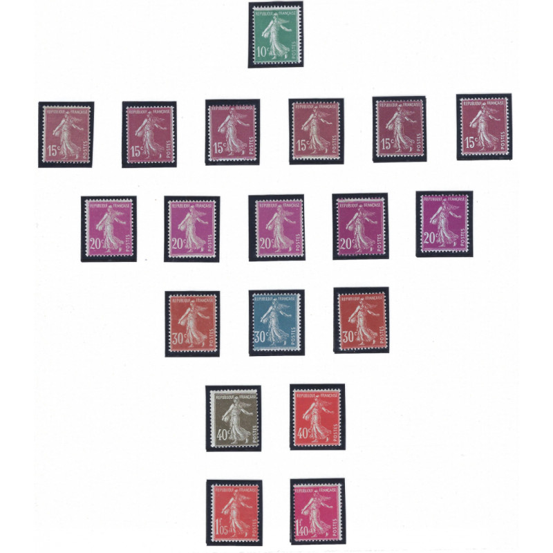 Type Semeuse timbres de France N°188B-196 série avec nuances neufs** / *.
