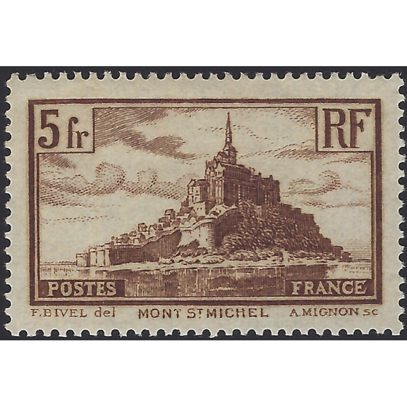 Mont-Saint-Michel timbre de France N°260 nuance foncée neuf*.