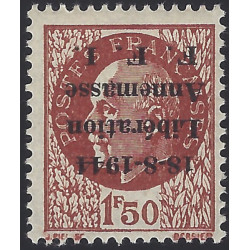 Libération d'Annemasse timbre N°6a surcharge renversée neuf**.