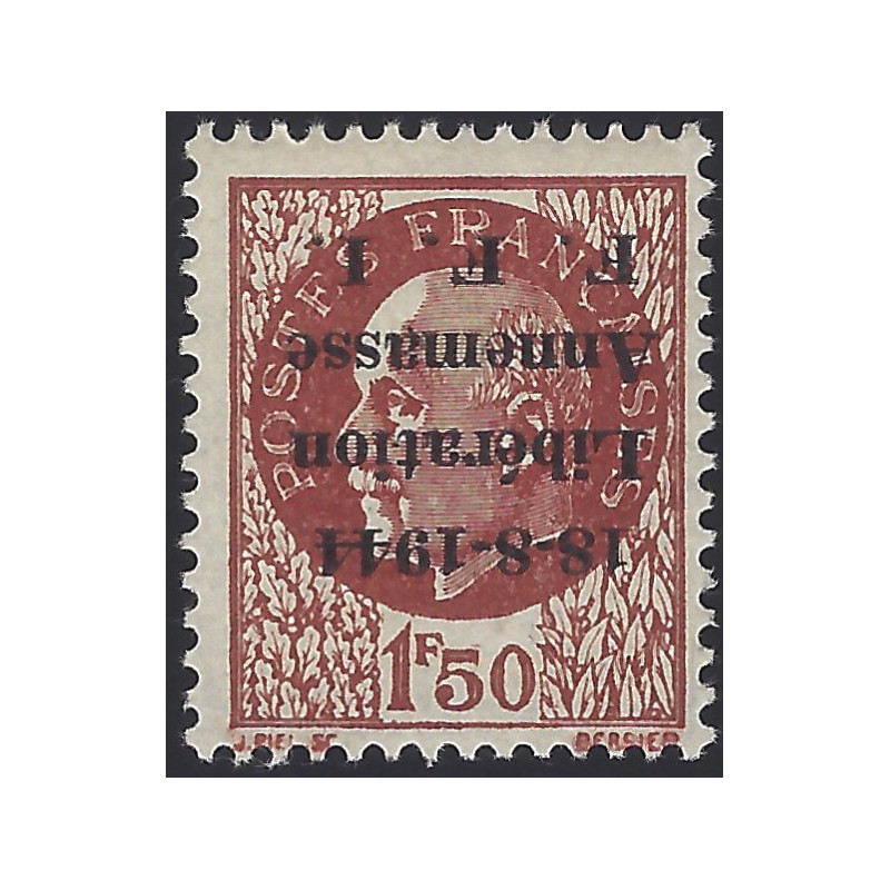 Libération d'Annemasse timbre N°6a surcharge renversée neuf**.