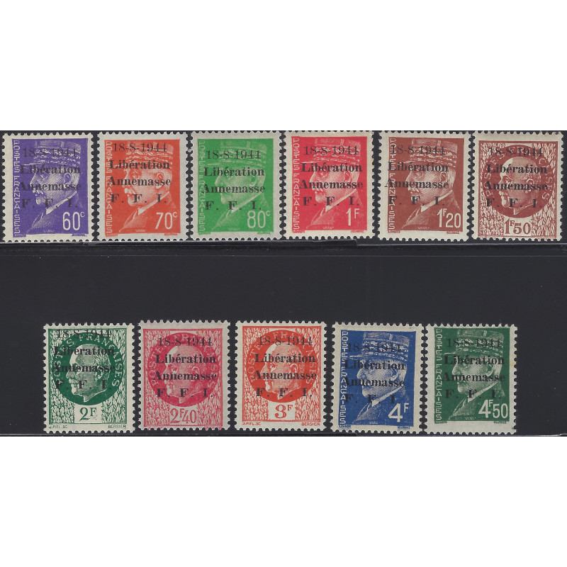 Libération d'Annemasse timbres N°20-30 série neuf**, R.