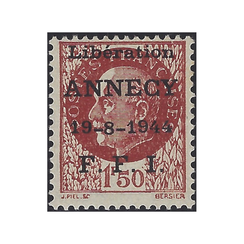 Libération d'Annecy timbre N°1 neuf**.