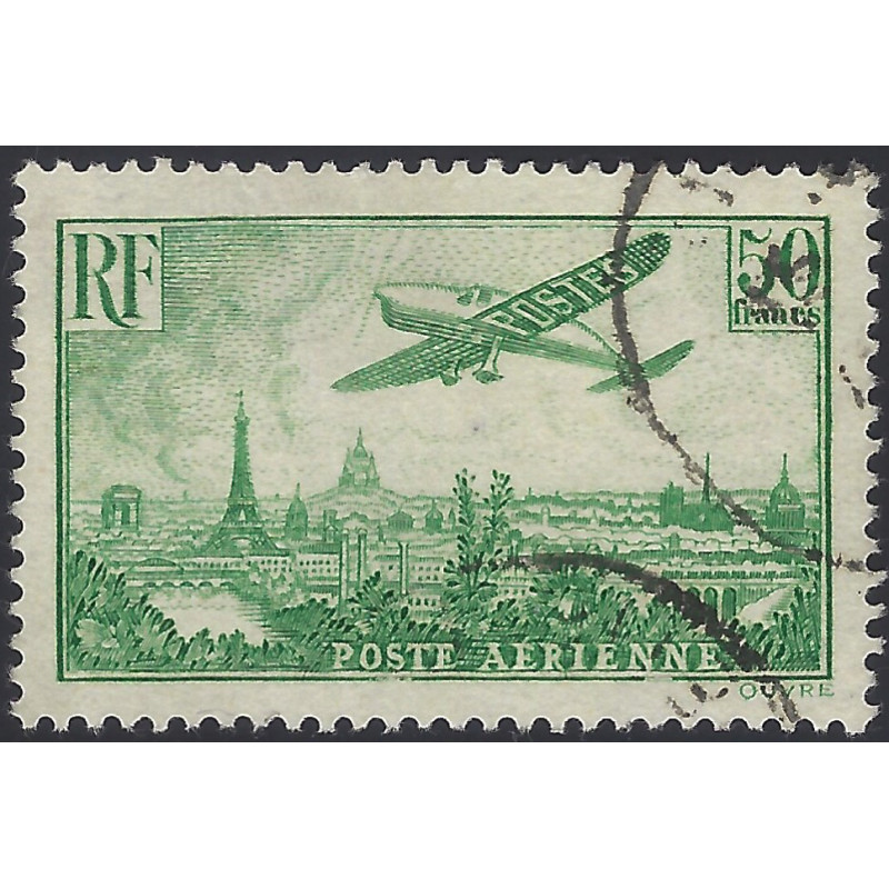 Timbre poste aérienne N°14 Paris oblitéré.