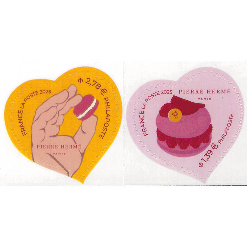 Timbres autoadhésifs olfactifs N°2527-2528 Cœurs Hermé.
