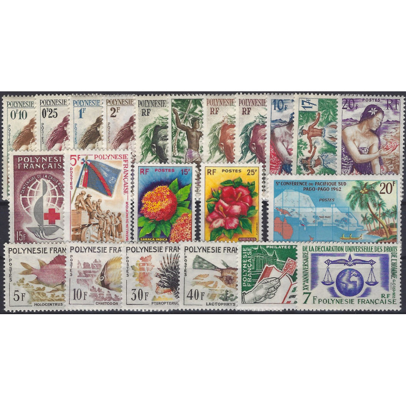 Polynésie Française sélection de timbres poste entre 1958-1964 neuf*.