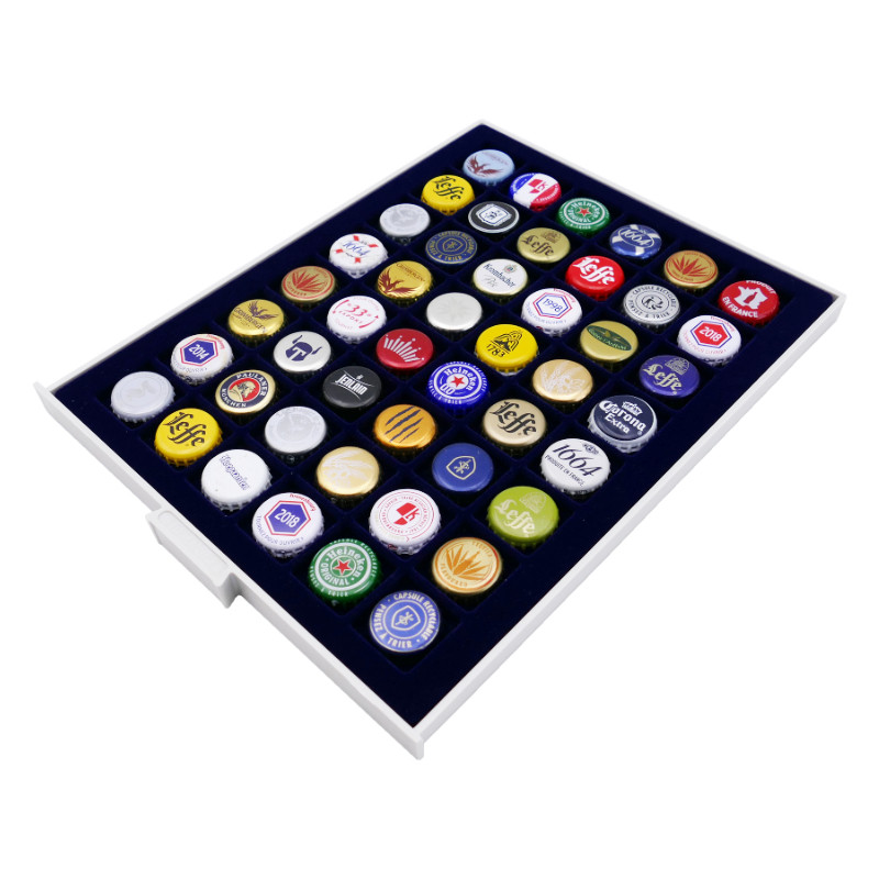 Box tiroir superposable pour 48 muselets de champagne, capsules de bière.