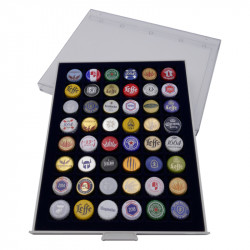 Box tiroir superposable pour 48 muselets de champagne, capsules de bière.